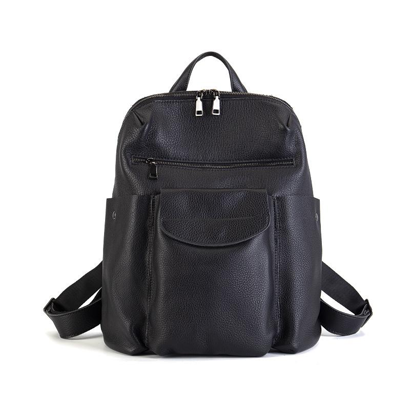 Genuine Leather Ladies' Double-shoulder Bag - Large Capacity Multi-functional Backpack for Leisure and Travel Casually