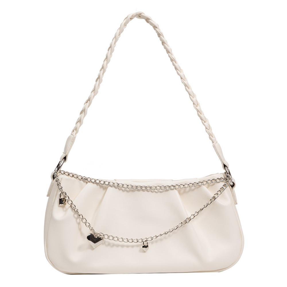 

Sweet PU Leather Shoulder Bag Chain Tassel Cloud Square Bag Fashion Small Tote Bag Vacation бежевий