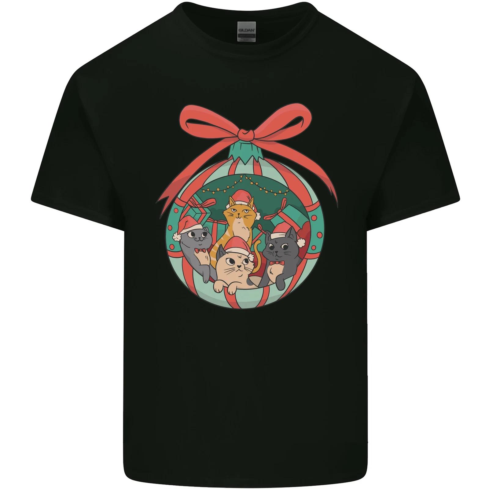 Funny Christmas Cats Bauble Kids T-Shirt Childrens 4XL