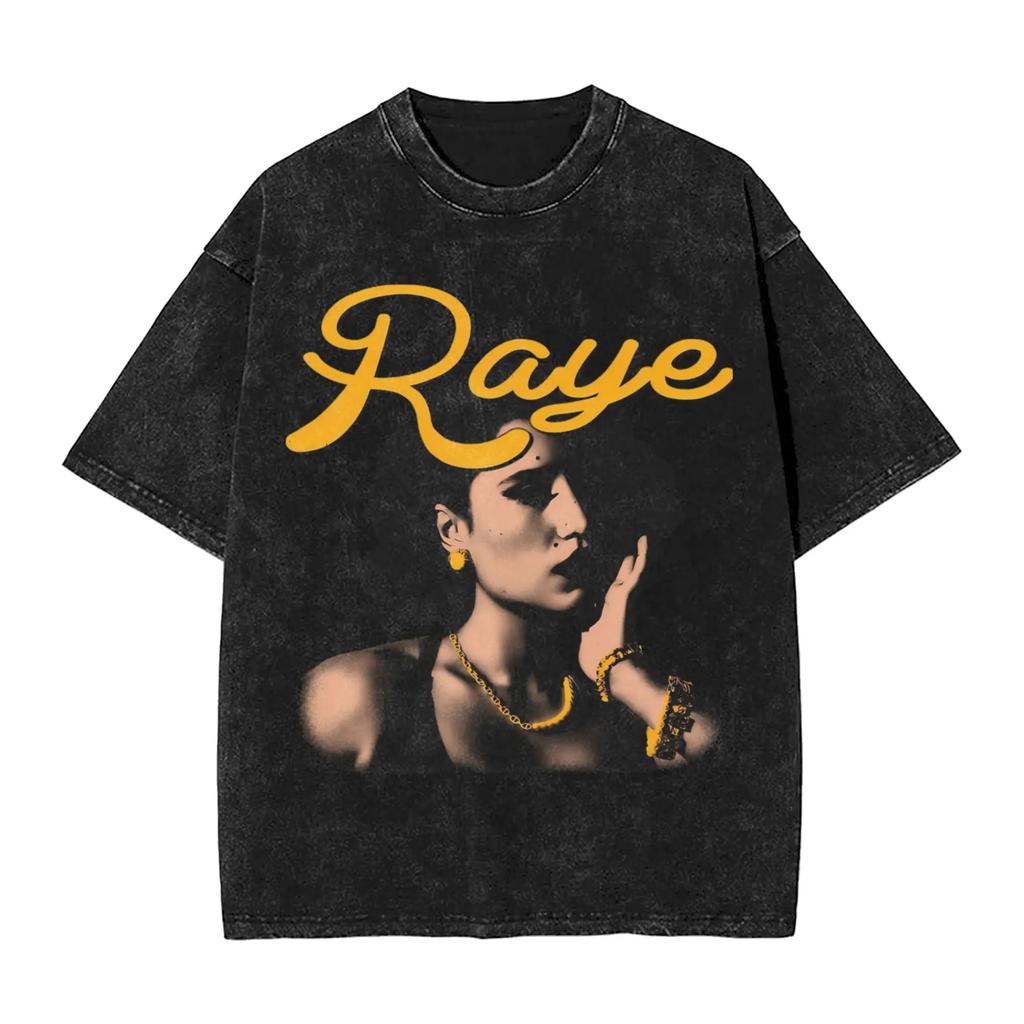 Pop Singer Raye New Album Poster Print TShirt Men Women Vintage Washed Harajuku Fashion Oversize Top Cotton Solf Summer New Top