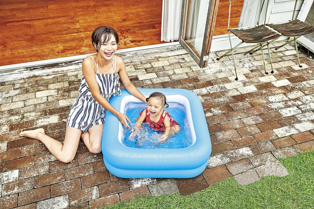 JILONG Vierkante Zwembad, 82 x 82 x 27cm (opgeblazen formaat), met luchtkussenbodem, JL-688079 BL, Klein