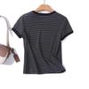 BM&MD&ZA Spring/Summer Women's Casual College Striped Short-Sleeve T-Shirt