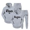 Lover Her QUEEN or His KING Printed Tracksuits Couple Hoodies Outfit Suits Casual Hooded Sweatshirt + Sweatpants Two Piece Set Sport Wear Men’s