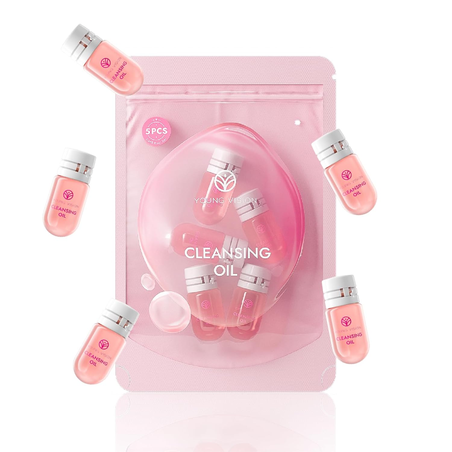 Мини Очищающее Масло Портативное 2мл Капсула 10 Бутылочек для Путешествий и Деловых Поездок, 2-в-1 Очищение и Увлажнение, Смывка для Макияжа с Ароматом Розы, Нежный Уход за Кожей 5 розовый