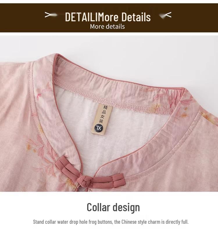 Modern Chinese Stand Collar Embroidered Short Sleeve Shirt for Middle-Aged and Elderly Women - Versatile Summer Top