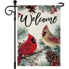 Christmas Garden Flag , Double-Sided Welcome Christmas Cardinal Pine Outdoor Flag Xmas Winter Holiday Farmhouse Yard Decoration for Outside