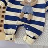 Levinjia Baby Strampler mit Streifen und kleinem Bären - Langarm-Body für Jungen und Mädchen für Frühling/Herbst