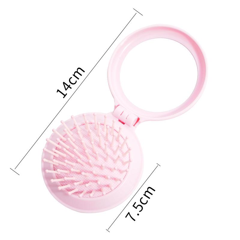 Korean Cute Macaron Soft Color Mini Folding Mirror & Air Cushion Comb Set