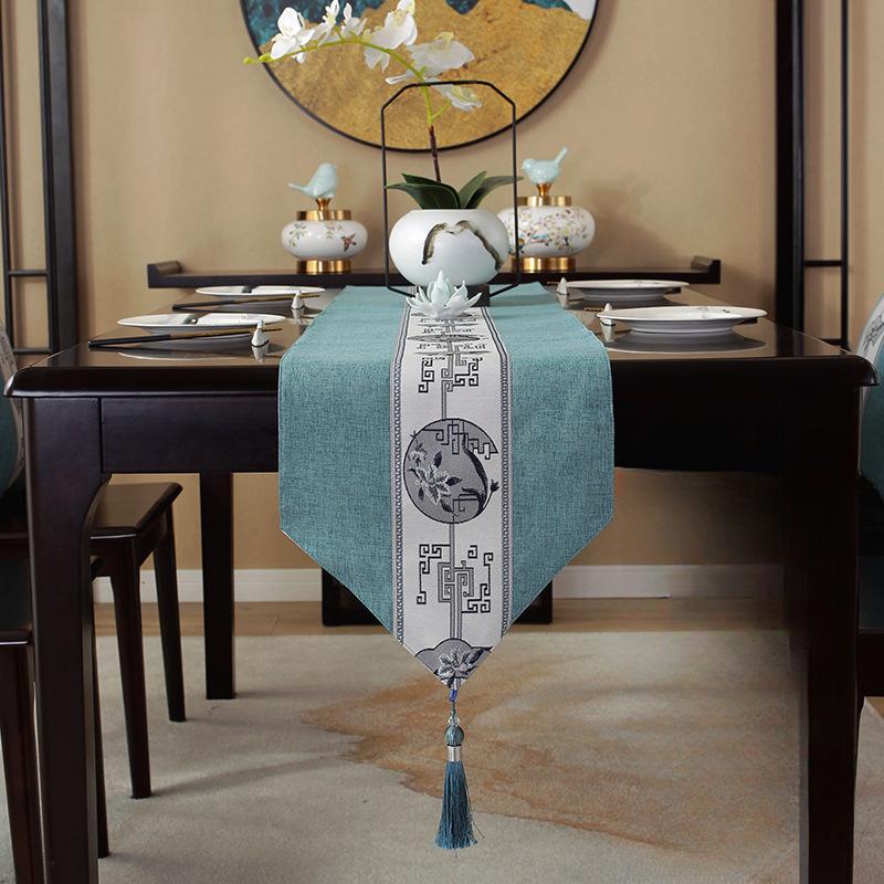Waterproof New Chinese Style Table Flag Tea Ceremony Zen Tea Mat Tea Table Fabric Long Strip Tablecloth Chinese Style Tablecloth
