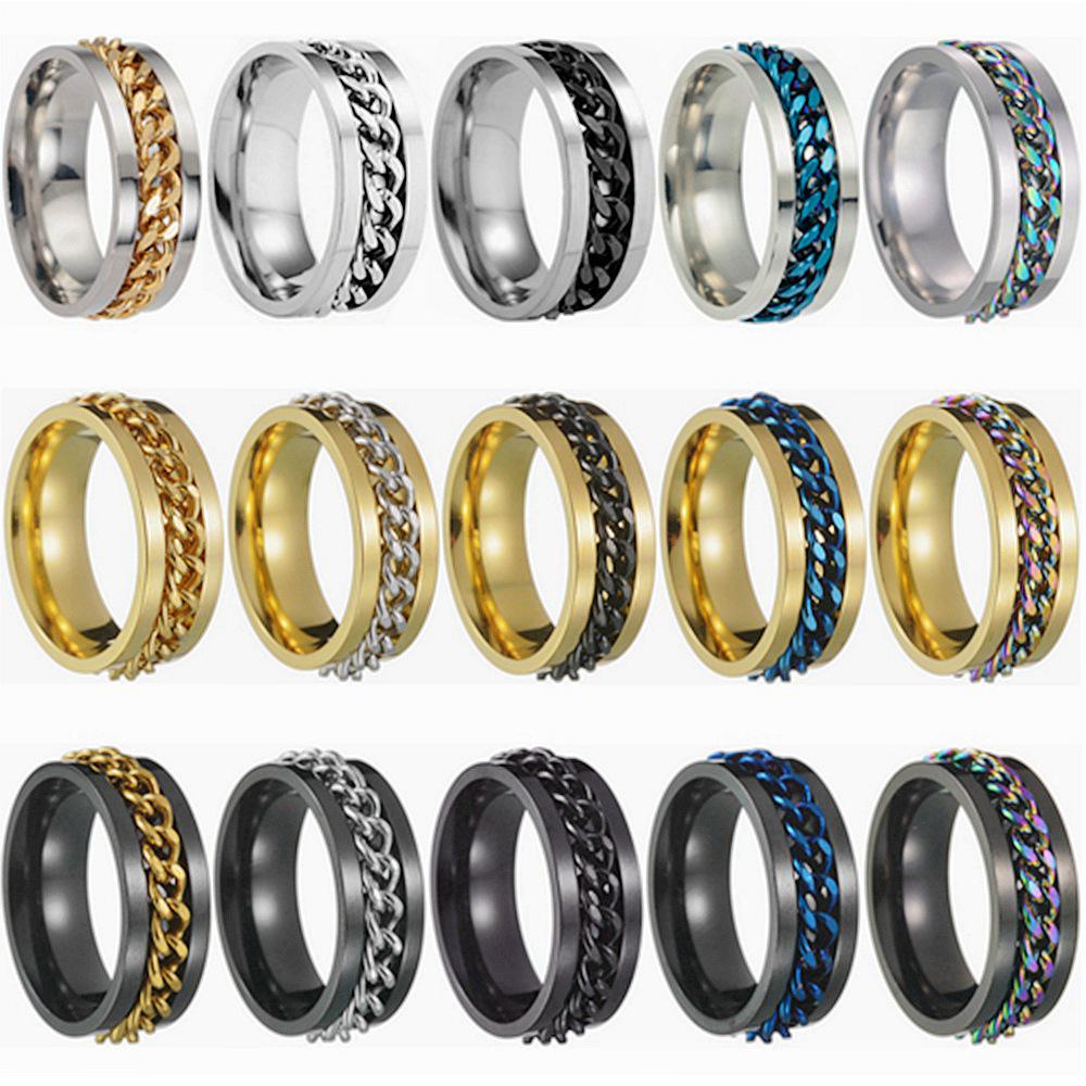 

2023 Titanium Steel Rotating Punk Couple s Ring - High-Quality Anti-Dryness Design Size 7