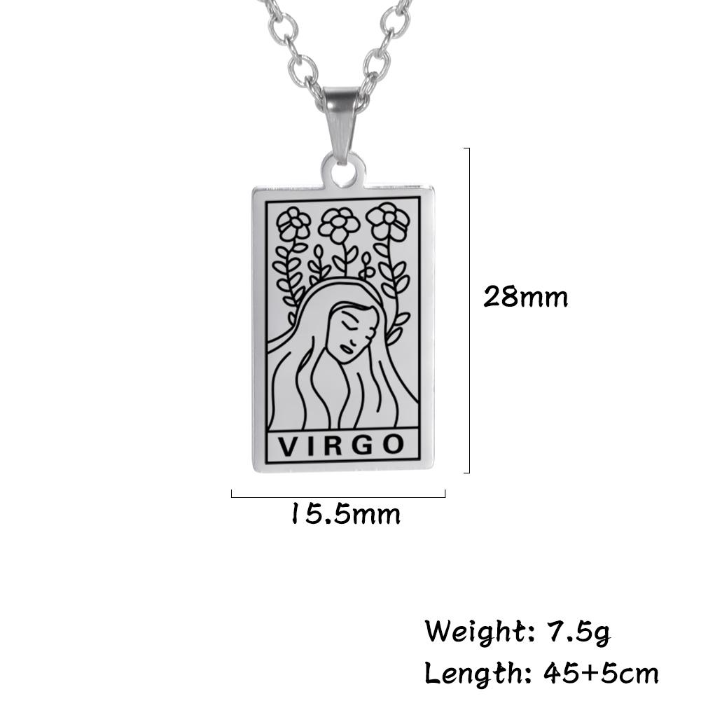 LIKGREAT 12 Constellation Necklace for Women Men Zodiac Sign Neckchain Vintage Stainless Steel Jewelry Amulet Gifts