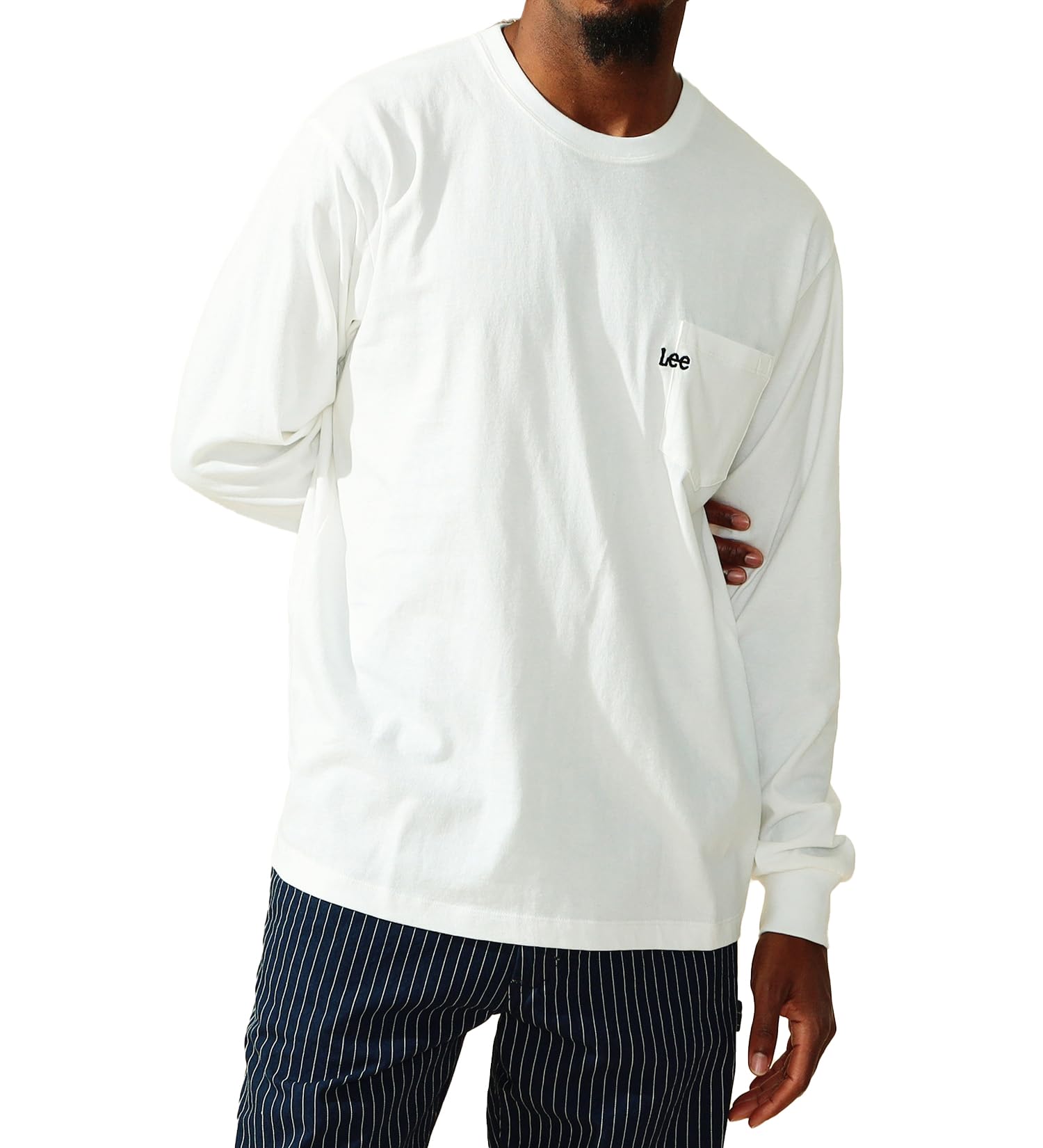 

Lee Embroidered Pocket Long Size S Men s T-Shirt, Sleeve, White, белый
