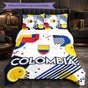 Colombia Football Pattern 3 Pieces Bedding Set Soft Microfiber Duvet Cover with Pillow Cases for Bedroom