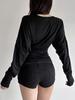 KaiKuo Y2K Style Slim V-Neck T-shirt - Women's Autumn/Winter 2025 Collection
