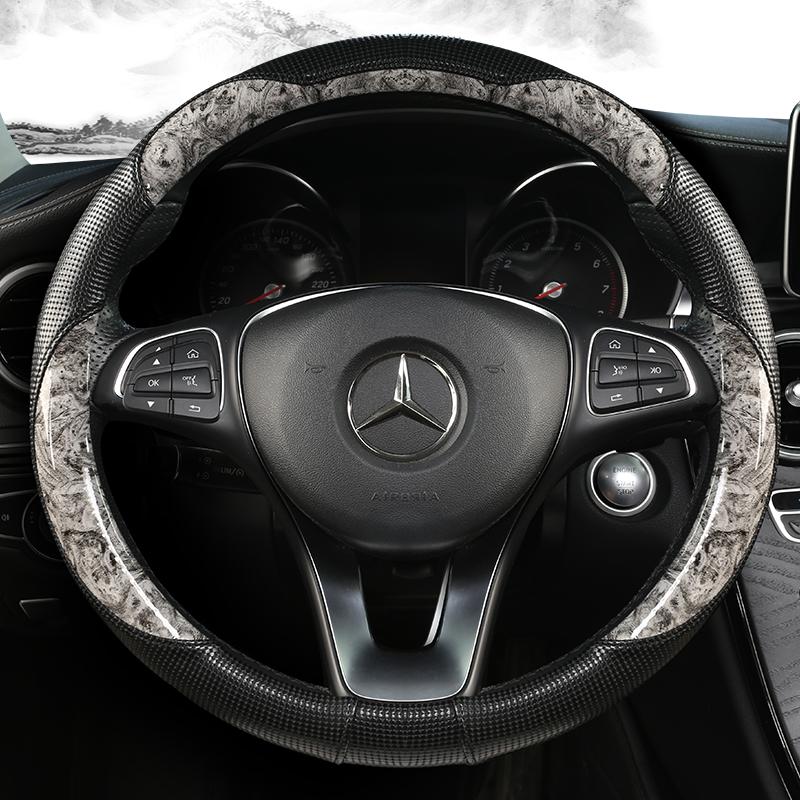 New Panda Peach Wood Steering Wheel Cover Anti-slip Wear Four Seasons Universal Round Handle Cover