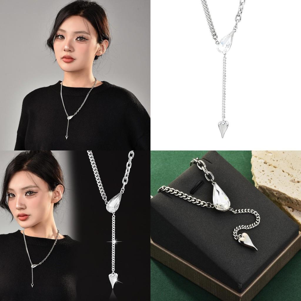 Premium Water Drop Crystal Lock Chain Necklace For Women Featuring Stylish Layered Elements