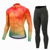 Mens Long Sleeve Cycling Jersey Set Breathable Quick Dry Bike Riding Sportswear
