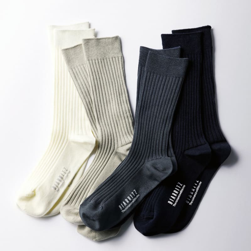

biarritz socks [4SET] Peanut silk cotton ribbed socks 4 colors ivory