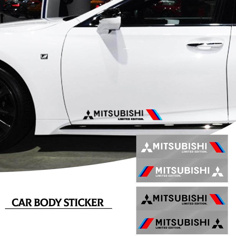 2 pz Adesivo Riflettente per Lato Portiera Auto Grafiche per Carrozzeria Decalcomania in Vinile per Mitsubishi ASX Lancer Pajero Outlander L200 Lancer EX Pajero