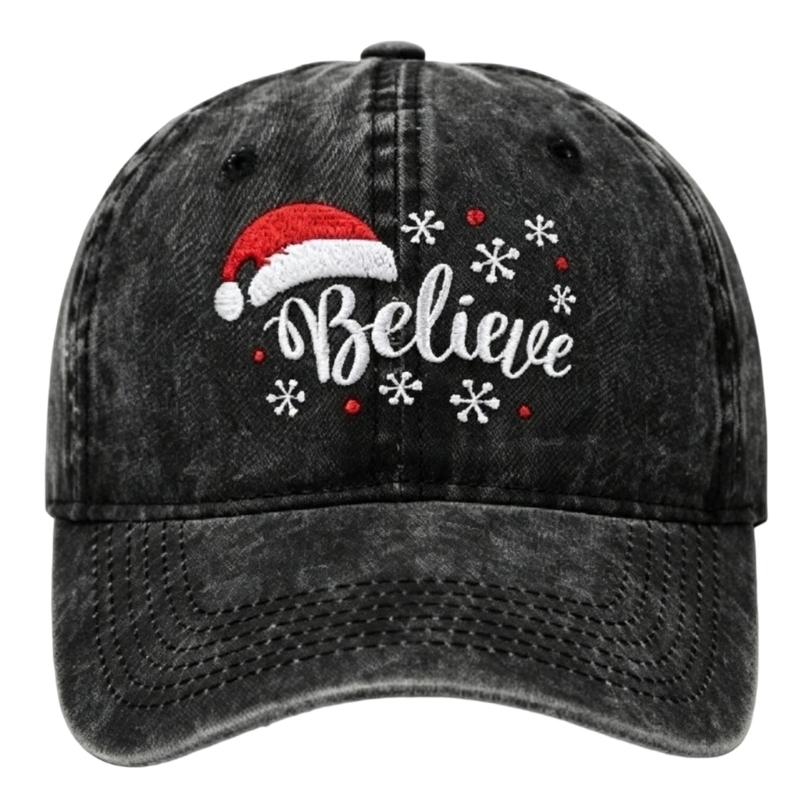 Arched Bill Baseball Cap with Textured Holiday Embroidery, Cotton Fabric and Comfortable Style for Everyday Outings