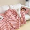Thick Striped Bubble Blanket Furry Throw Blanket Cozy Plush Solid Color Fluffy Warm Blanket for Couch Bed Sofa Living Room Offic