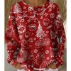Women's Crew Neck Three‑Button Placket Color‑Block Striped Waffle Knit Loose Long Sleeve Top