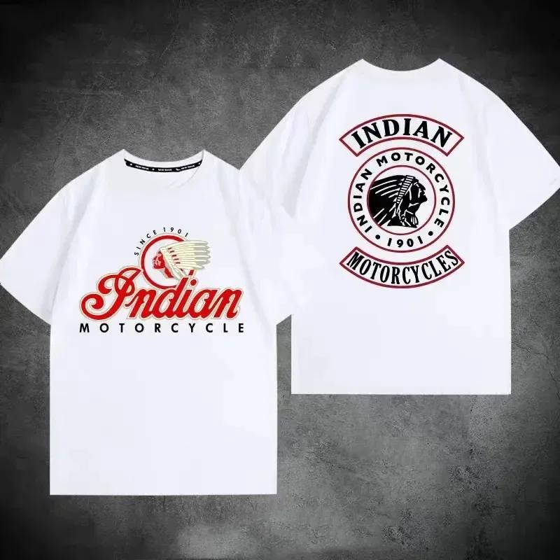 2024 Men T Shirt Casual Indians Motorcycle T-shirt Graphic Oversized Motorbike Biker Cafe Racer Chopper Vintage Streetwear S-4XL