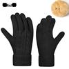 Warm Knit Touchscreen Gloves for Women - Windproof, Double-Layer Winter Cycling & Office Cold Protection
