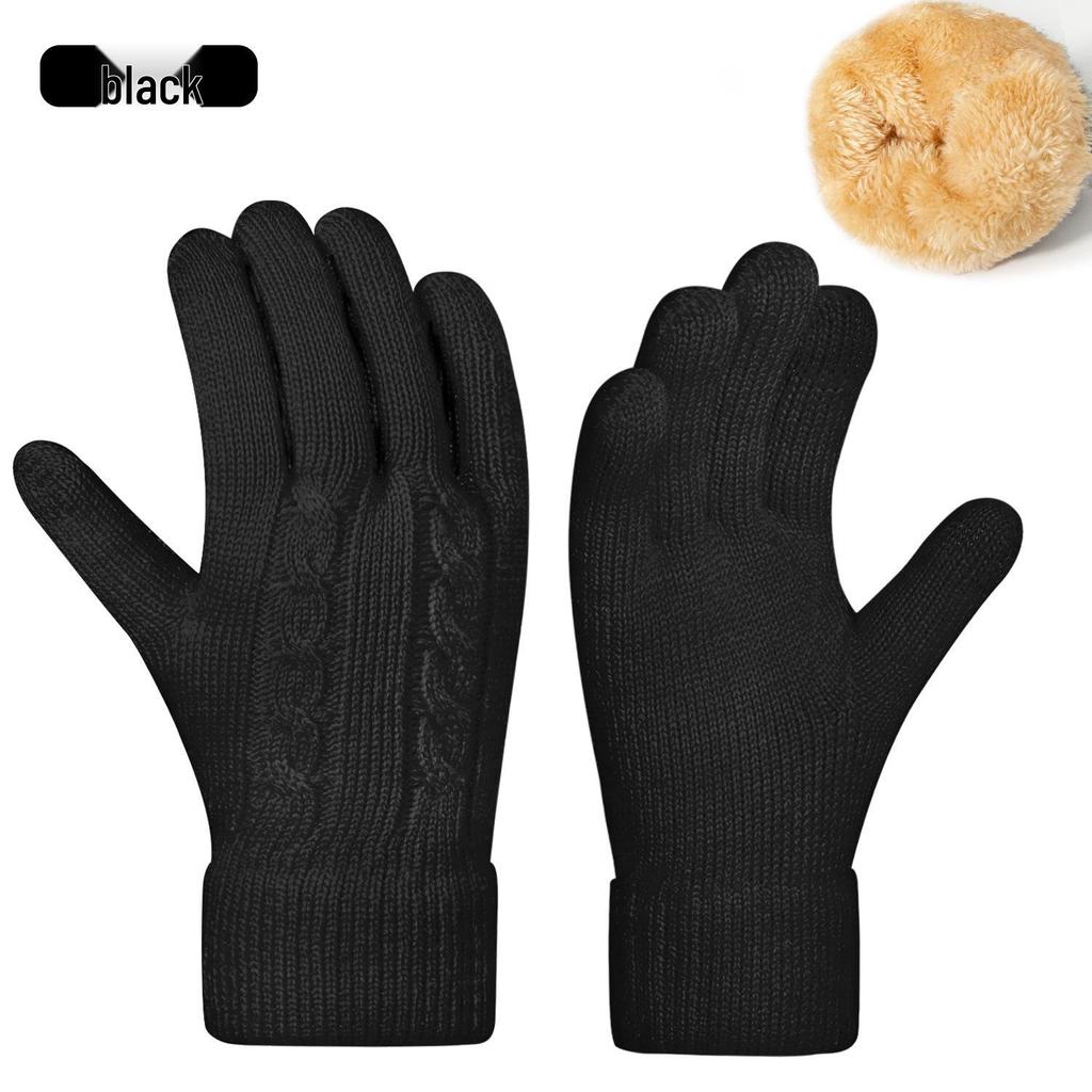 Warm Knit Touchscreen Gloves for Women - Windproof, Double-Layer Winter Cycling & Office Cold Protection