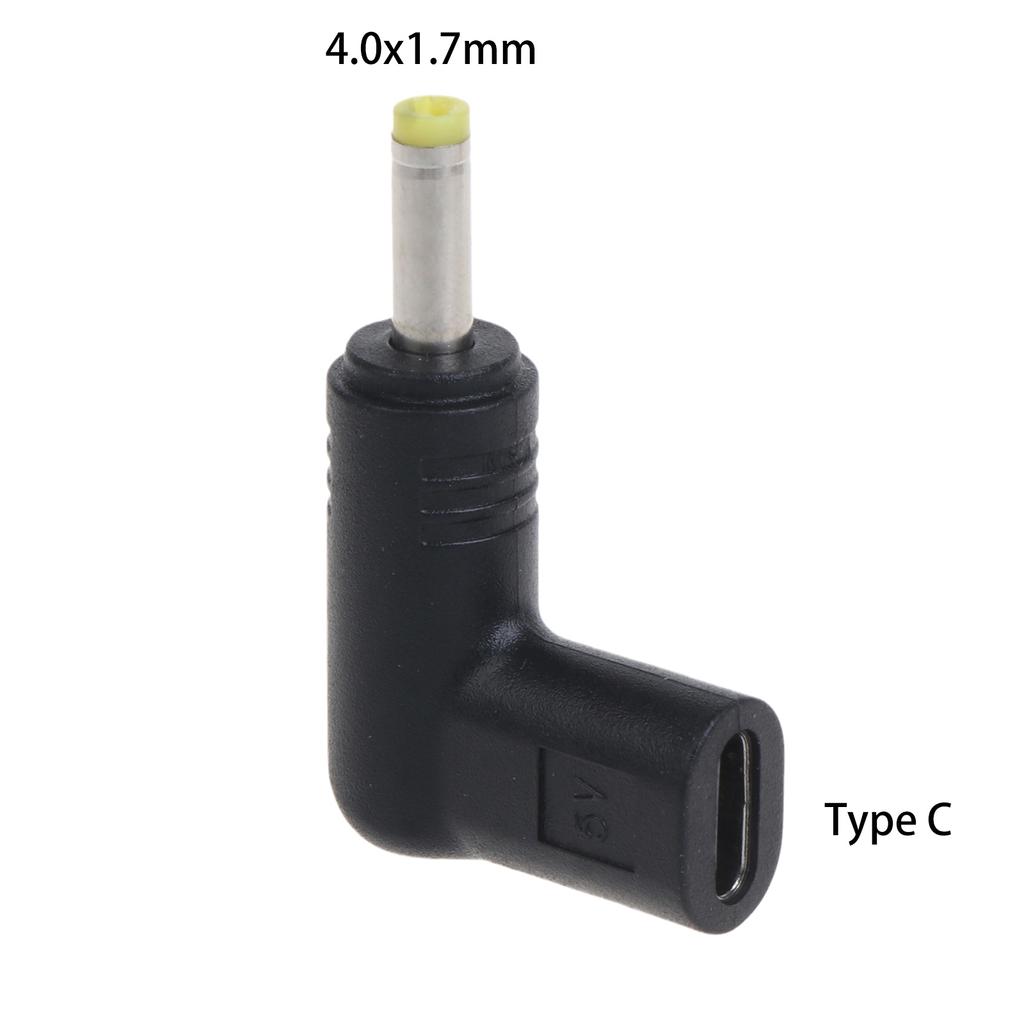 Laptop Power Charger Supply Adapter Connector Type-C Female to DC Male Jack 4.0x1.7mm 90 Degree Plug Converter