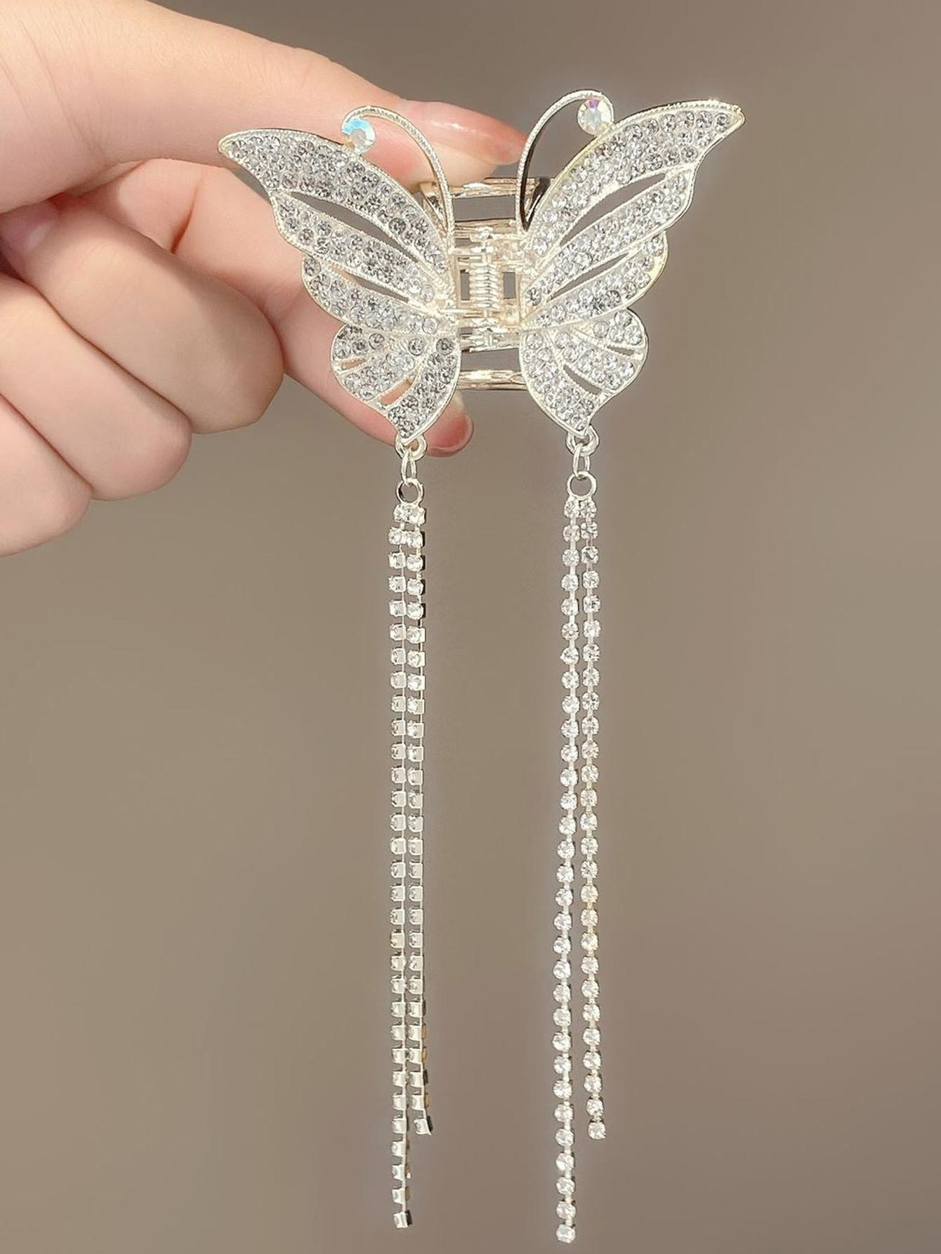 

1 шт. Модный темпераментный бриллиантовый зажим для волос Hellokitty с кисточкой-бабочкой для женщин, девочек, для вечеринок, аксессуар для волос