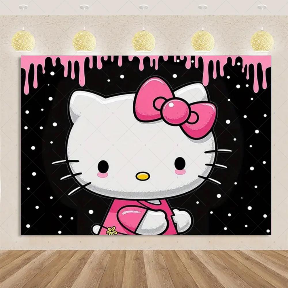 Adorable Hello Kitty Pink Graffiti Streets Printed Tapestry Bedroom Decoration Celebration Background Design Holiday Party