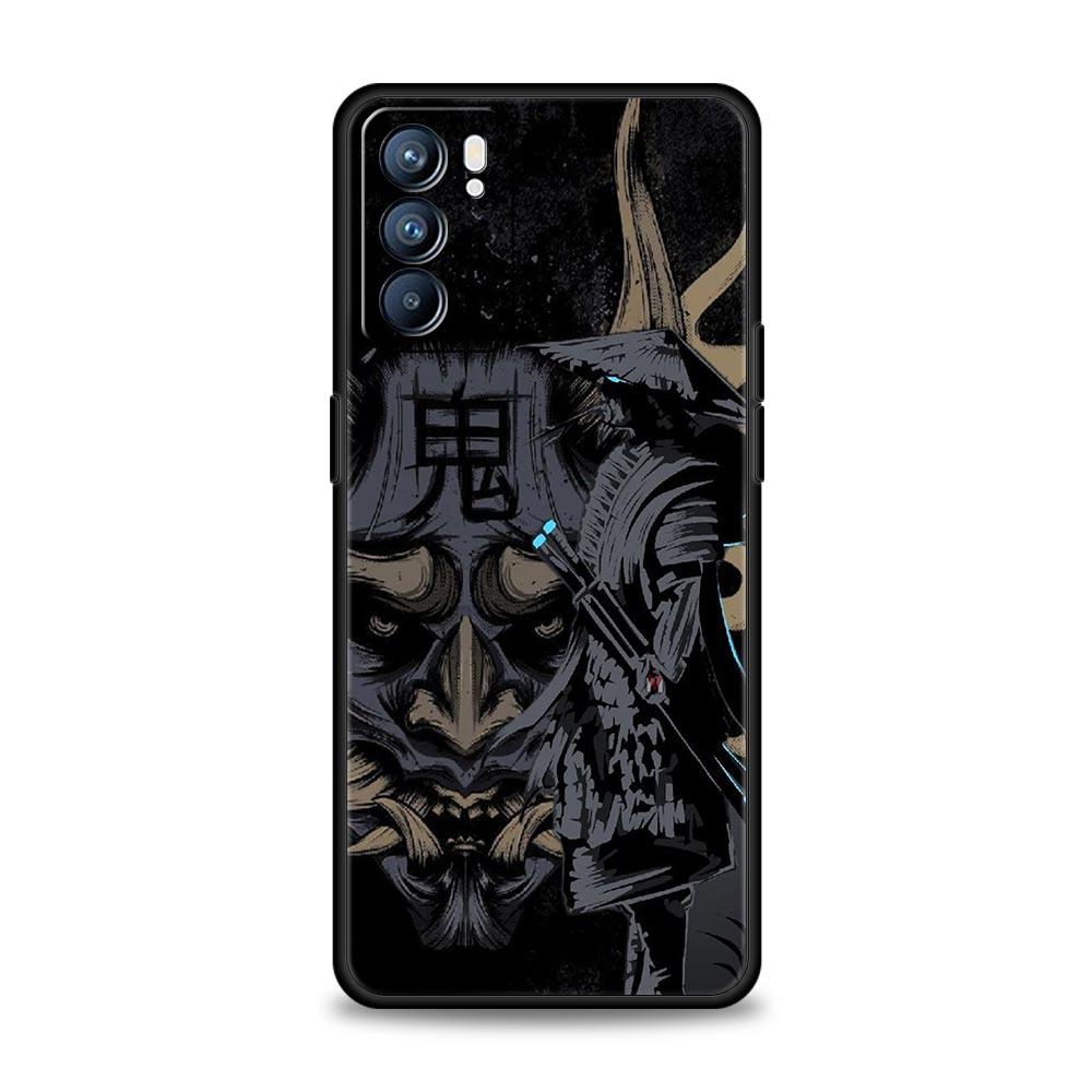 Japan Ghost Face Samurai Case For Oppo Reno14 Reno13 Reno12 11 F 10 Find X5 X9 Pro A54 5G A53 A52 A9 A78 4G A79 A80 A98 Cover
