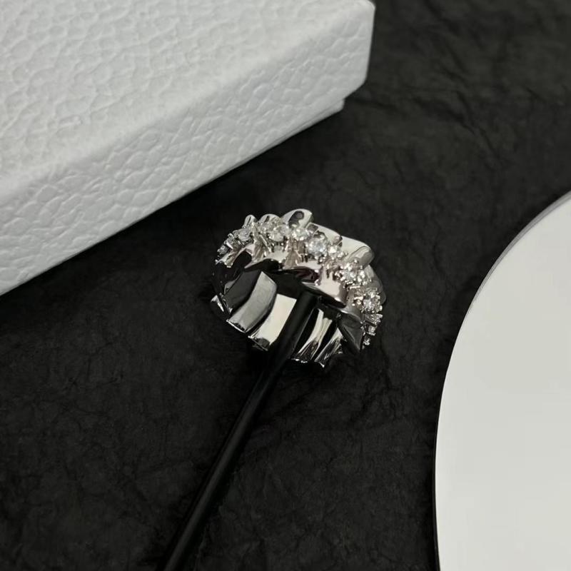 Irregular Diamond-set Ring Ring Women's Niche Design Simple and Versatile Accessories Ring Tide
