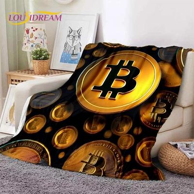 Bitcoin Virtuelle Währung NFT Weiche Flanelldecke für Betten Schlafzimmer Sofa Picknick, Überwurfdecke zum Zudecken Outdoor Freizeit Nickerchen Geschenk
