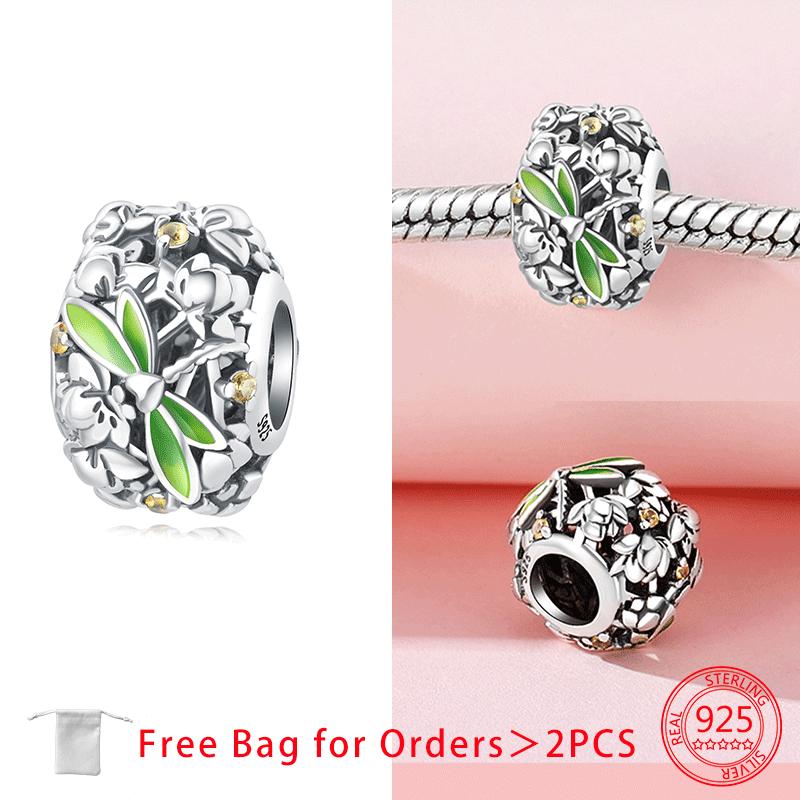 Charms Copper Chameleon Blue Dragonfly Colored Zircon Beads Pendant Fit Diy Original Women Bracelet Jewelry Fine Gift