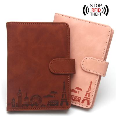 Iron Tower RFID Passport Holder with Magnetic Buckle Air Ticket Holder Passport Cover Anti-magnetic Travel Passport Organizer