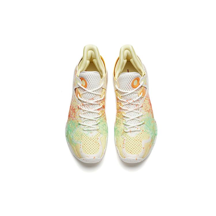 New Anta Shock Wave 4 Wear Resistant Slip Resistant Low Top Performance Basketball Shoes Men's White Multicolor 112231106-13