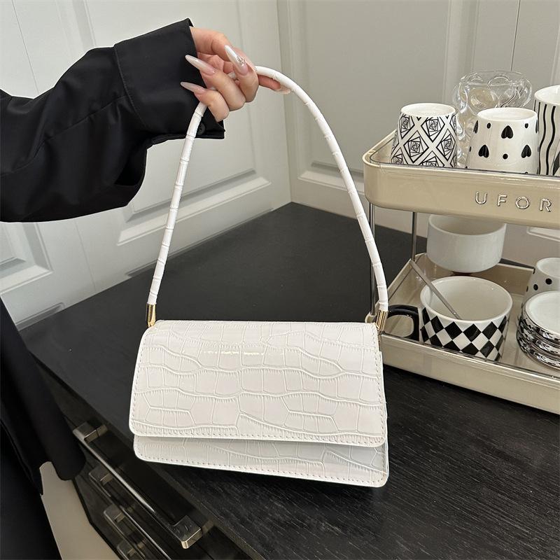 Einfache Steinmuster-Umhängetasche modische einfarbige hochwertige Tasche mit hellem Muster für Damen Pendeln praktische tragbare kleine quadratische Tasche Damen