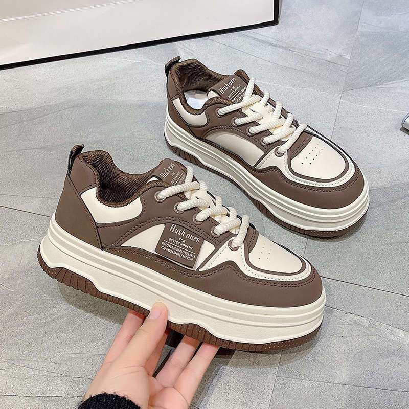 Platform soled student board shoes women's 2025 spring and autumn shoes ins versatile breathable niche retro casual sports shoes women
