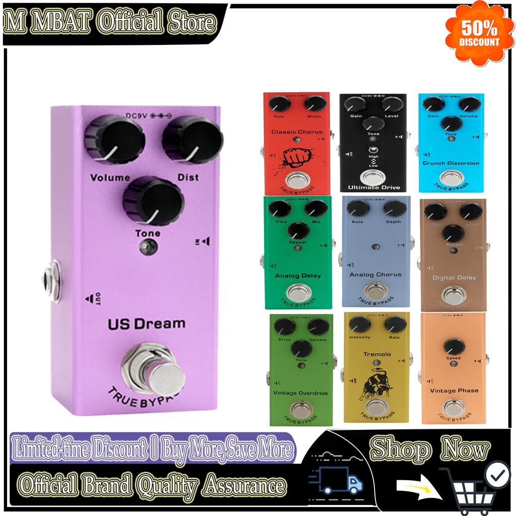 Electric Guitar Pedal Overdrive/ Distortion/Chorus/Delay/Tremolo Delay True Bypass, Durable Design for Versatile Tones Effects