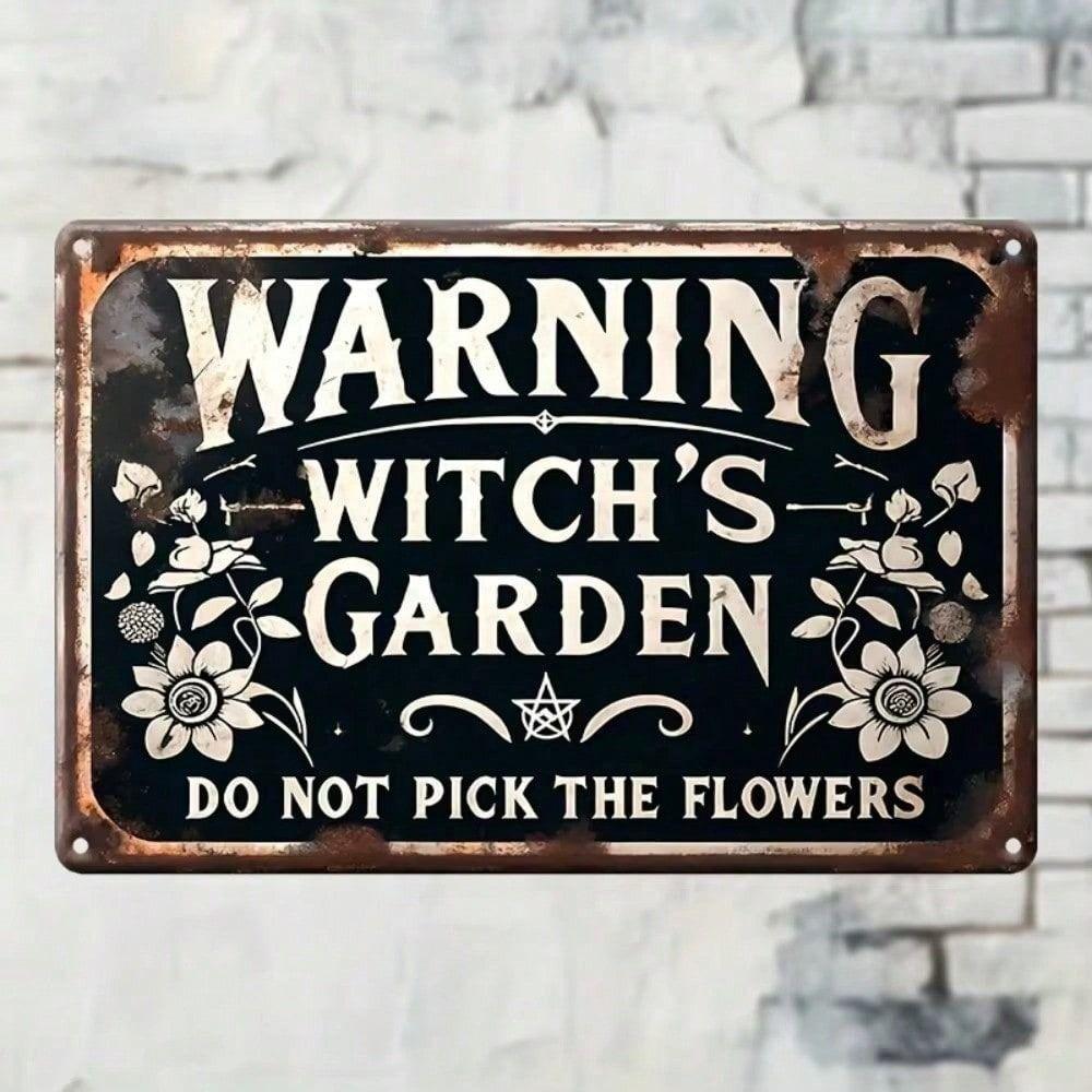 Vintage Metal Witch Sign for Halloween, Iron Decor for Garden, Home, Yard, Patio, Cafe & Bar