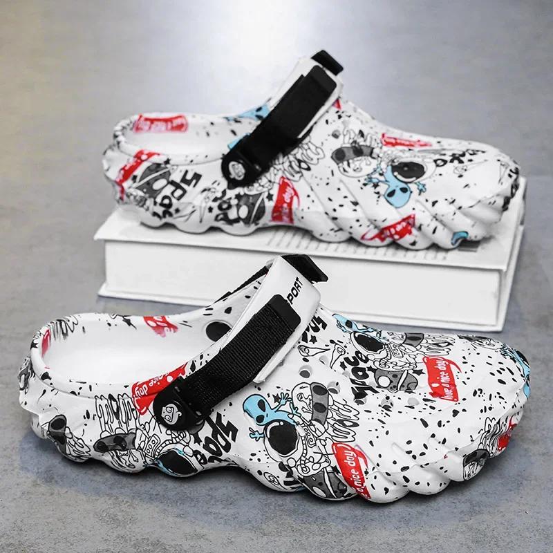 Beach Sandals Men Summer Shoes Graffiti Non-slip Wear-resistant Sandal Comfortable High Quality Beach Outdoor Slippers for Men