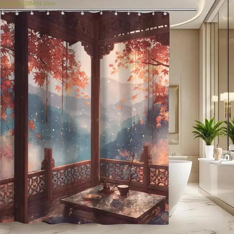 A Bathroom Shower Curtain Featuring a Traditional Style Music Concert Design, Suitable for The Cold Clothing Festival, Include
