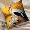 Stork Family Wildlife Print Throw Pillow Cover, Sunset Wetland Bird Art Decorative Cushion For Living Room Bedroom Sofa Couch
