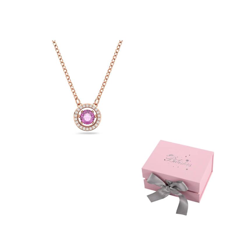 Swarovski Una Necklaces Womens F (One Size Fits All)-Pink bow gift box фиолетовый