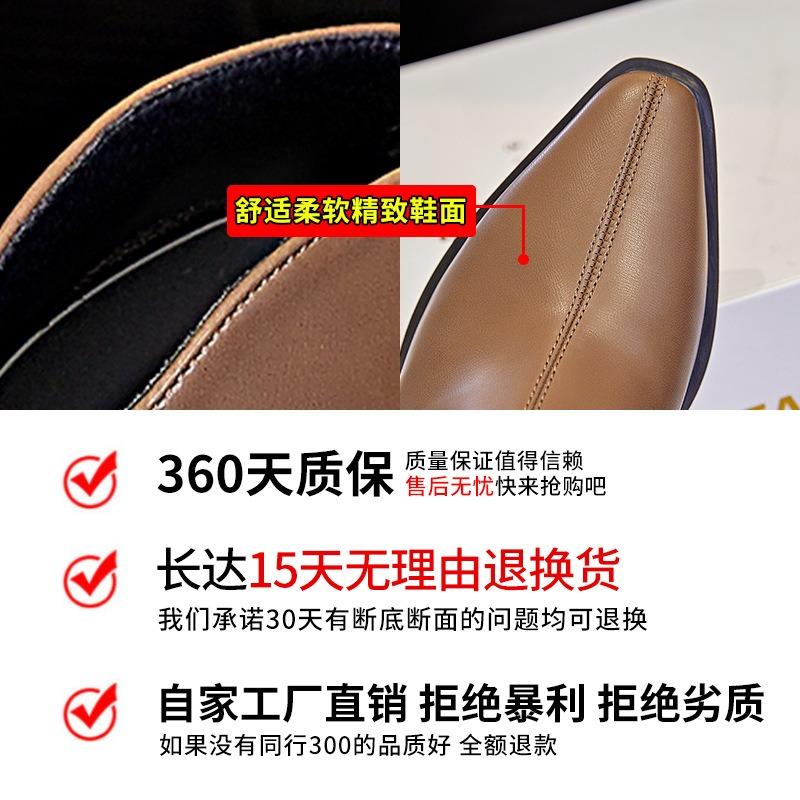 Neue spitze Stiefel Herbst dicker Absatz Martin Stiefel Damen lässige Cowboy Stiefel Damen vielseitige Stiefel Damen Retro Damenstiefel