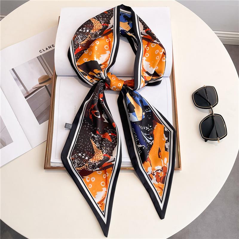 Scarf, Long Silk Scarf, Versatile Silk Scarf, Double-Layer Simulated Silk, Diagonal Scarf, Autumn And Winter Hair Binding And Scarf