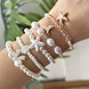 Elegant Mermaid Tail Imitation Pearl Elastic Bracelet Set for Women Cute Bowknot Starfish Shell Bracelets Party Jewelry Gift