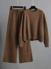 Herbst und Winter Mode Lässiges Set Lockerer Pullover und Weite Hosen Zweiteiliges Outfit für Damen